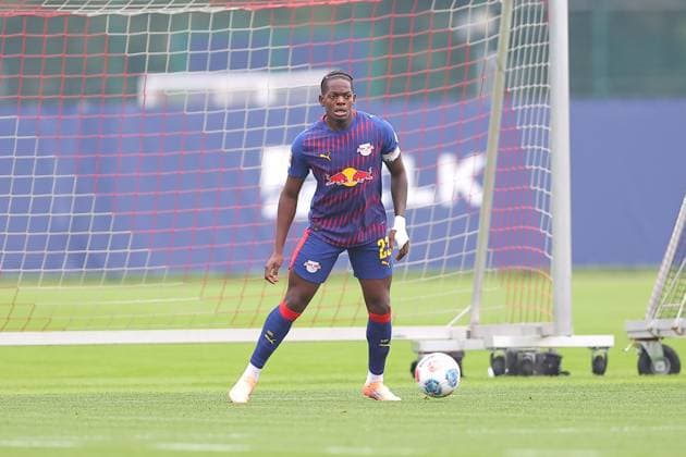 RB Leipzig Dukla Prague test match Leipzig, 08 10 2025, Training center at Cottweg, Football, Men, Season 2025 2026, Test match, RB Leipzig FK Dukla Prague , In the picture Castello Lukeba 23, RB Leipzig ,