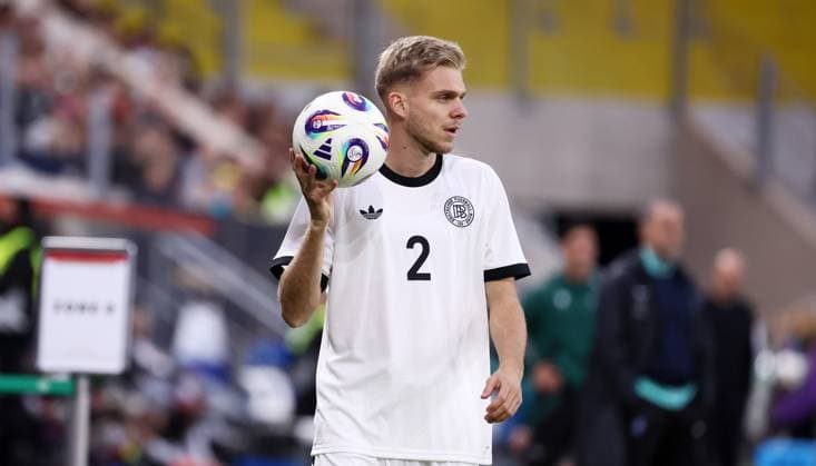 Germany Greece U21 European Championship Qualification Jena, 10 10 2025, Ernst Abbe Sportfeld, Fußball, Länderspiel , U 21 Junioren EM Qualifikation , Germany vs Greece , Im Bild Leandro Morgalla 2, Deutschland , Nur für journalistische Zwecke For editorial use only DFB UEFA regulations prohibit any use of photographs as image sequences and or quasi video , Picture Point