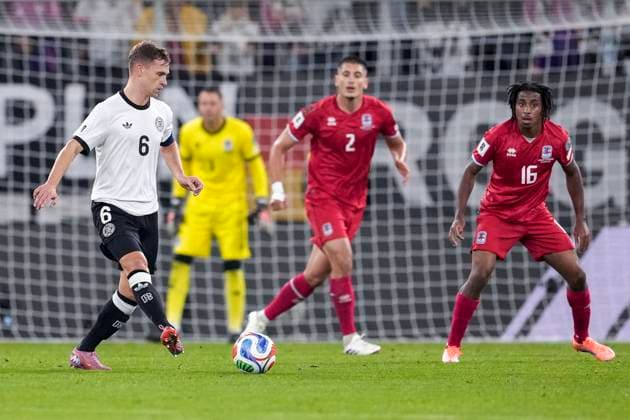 Joshua Kimmich Germany, 6 , on the ball, Action, Action, Game scene, 10 10 2025, Sinsheim Germany , Soccer, World Cup Qualification, Germany Luxembourg, THE EVENT REGULATIONS PROHIBIT ANY USE OF PHOTOGRAPHS AS IMAGE SEQUENCES AND OR QUASI VIDEOS xozx