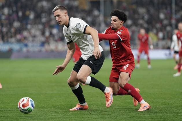 Soccer World Cup Qualification 2025 2026 10 10 2025, Soccer international match, international match, World Cup Qualification, 2025 2026, Group A, Germany, Sinsheim, PreZero Arena, Sinsheim, Germany D Luxembourg LUX vl Nico Schlotterbeck Germany DEU, DFB, 15 Aiman Dardari Luxembourg, Luxembourg, FLF 9