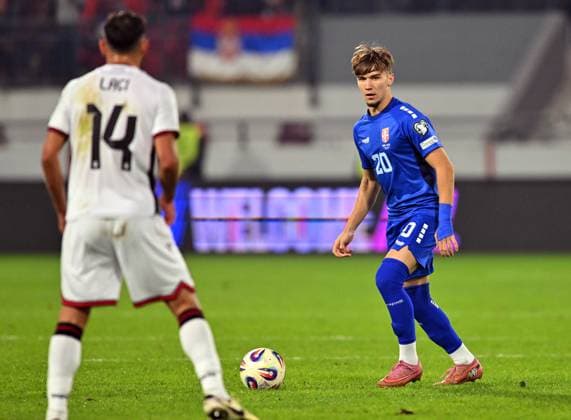 SERBIA vs ALBANIA VASILIJE KOSTOV, football player of Serbia, during the FIFA World Cup, WM, Weltmeisterschaft, Fussball qualification match against Albania, at Dubocica stadium. Leskovac, 11.10.2025. photo: FOOTBALL, SERBIA, ALBANIA, FIFA WORLD CUP QUALIFICATIONS MATCH Leskovac Dubocica stadium Serbia Copyright: xMarkoxMetlas xMNxPressx