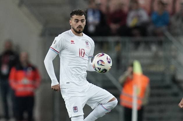 Football World Cup Qualification 2025 2026 13 10 2025, Football international match, international match, World Cup Qualification, 2025 2026, Group A, Slovakia, Trvana, City Arena, Slovakia SVK Luxembourg LUX vl Danel Sinani Luxembourg, Luxembourg, FLF 10