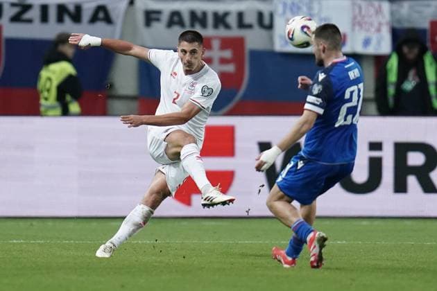 Soccer World Cup Qualification 2025 2026 13 10 2025, Soccer international match, international match, World Cup Qualification, 2025 2026, Group A, Slovakia, Trvana, City Arena, Slovakia SVK Luxembourg LUX vl Seid Korac Luxembourg, Luxembourg, FLF 2 Matus Bero Slovakia, 21