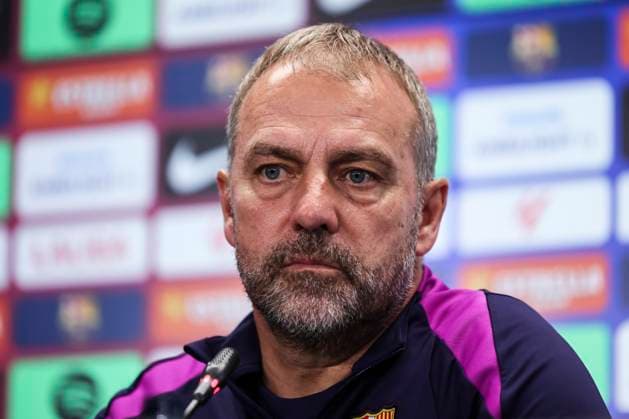 October 17, 2025, Sant Joan Despi, Barcelona, SPAIN: Hansi Flick, head coach of FC Barcelona, Barca attends his press conference, PK, Pressekonferenz during the training day of FC Barcelona ahead the Spanish League, La Liga EA Sports, football match against Girona FC at Ciudad Esportiva Joan Gamper on October 17, 2025 in Sant Joan Despi, Barcelona, Spain. Sant Joan Despi SPAIN - ZUMAa181 20251017_zaa_a181_039 Copyright: xJavierxBorregox