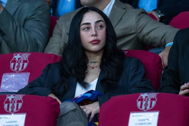Spain-Football-Champions League FC Barcelona, Barca v Olympiacos in Barcelona, Spain. Barcelona, Spain, 21, October, 2025. Nicki Nicole before Champions League match between FC Barcelona and Olympiacos in Olympic Stadium Lluis Companys, Barcelona, Spain, on October 21, 2025. Barcelona Olympic Stadium Lluis Companys Barcelona Spain