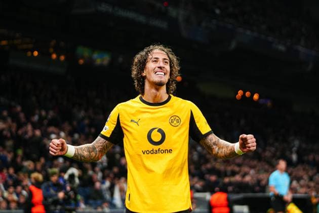 Goal celebration after scoring 1 4 Fabio Silva Borussia Dortmund, 21 DEN, FC Copenhagen vs Borussia Dortmund, Football, UEFA Champions League, Matchday 3, 2025 2026 season, 21 10 2025 DEN, FC Copenhagen vs Borussia Dortmund, Football, UEFA Champions League, Matchday 3, 2025 2026 season, 21 10 2025 Copenhagen Copyright: xEibner-Pressefoto MarcelxvonxFehrnx EP_MFN
