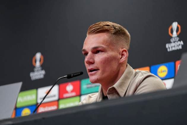 Philipp Lienhart SC Freiburg, 03 , Press conference of SC Freiburg before the third Europa League match in the league phase, Press conference, Germany, Football, UEFA Europa League, Matchday 3, 2025 2026, SC Freiburg vs FC Utrecht, 22 10 2025, Press conference of SC Freiburg before the third Europa League match in the league phase, Press conference, Europa Park Stadion, Freiburg, Germany Freiburg Europa Park Stadion Baden Württemberg Germany Copyright: xArnexAmbergx