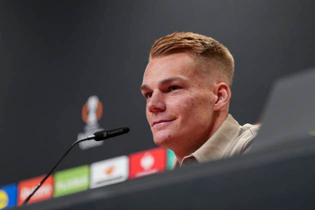 Philipp Lienhart SC Freiburg, 03 , Press conference of SC Freiburg before the third Europa League match in the league phase, Press conference, Germany, Football, UEFA Europa League, Matchday 3, 2025 2026, SC Freiburg vs FC Utrecht, 22 10 2025, Press conference of SC Freiburg before the third Europa League match in the league phase, Press conference, Europa Park Stadion, Freiburg, Germany Freiburg Europa Park Stadion Baden Württemberg Germany Copyright: xArnexAmbergx