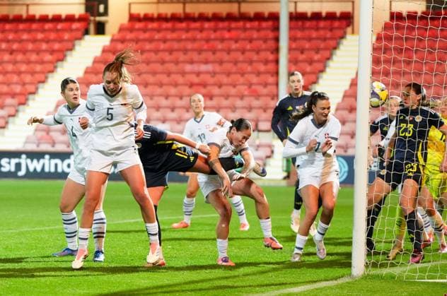 Kathleen McGovern of Scotland Women scores to tie the game 2-2. Scotland Women v Switzerland Women, International Friendly, Länderspiel, Nationalmannschaft Football, KDM Group East End Park, Dunfermline, Scotland, UK - 28 Oct 2025Dunfermline KDM Group East End Park Scotland United Kingdom EDITORIAL USE ONLY No use with unauthorised audio, video, data, fixture lists, club league logos or live services. Online in-match use limited to 120 images, no video emulation. No use in betting, games or single club league player publications. Copyright: xStuartxWallace Shutterstockx 15623644ag