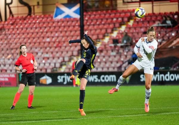 Scotland Women captain Caroline Weir shoots at goal past Switzerland Women captain Lia Wälti. Scotland Women v Switzerland Women, International Friendly, Länderspiel, Nationalmannschaft Football, KDM Group East End Park, Dunfermline, Scotland, UK - 28 Oct 2025Dunfermline KDM Group East End Park Scotland United Kingdom EDITORIAL USE ONLY No use with unauthorised audio, video, data, fixture lists, club league logos or live services. Online in-match use limited to 120 images, no video emulation. No use in betting, games or single club league player publications. Copyright: xStuartxWallace Shutterstockx 15623644ah