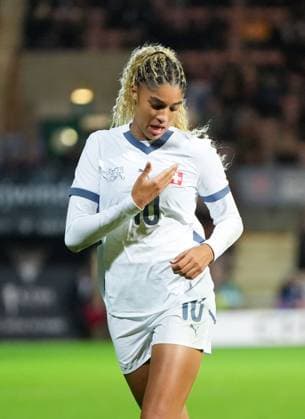 Sydney Scherbenleib of Switzerland Women celebrates scoring to give Switzerland a 2-3 lead. Scotland Women v Switzerland Women, International Friendly, Länderspiel, Nationalmannschaft Football, KDM Group East End Park, Dunfermline, Scotland, UK - 28 Oct 2025Dunfermline KDM Group East End Park Scotland United Kingdom EDITORIAL USE ONLY No use with unauthorised audio, video, data, fixture lists, club league logos or live services. Online in-match use limited to 120 images, no video emulation. No use in betting, games or single club league player publications. Copyright: xStuartxWallace Shutterstockx 15623644ax