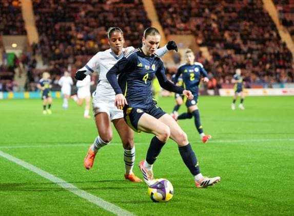 Jenna Clark of Scotland Women challenged by Aurelie Csillag of Switzerland Women Scotland Women v Switzerland Women, International Friendly, Länderspiel, Nationalmannschaft Football, KDM Group East End Park, Dunfermline, Scotland, UK - 28 Oct 2025Dunfermline KDM Group East End Park Scotland United Kingdom EDITORIAL USE ONLY No use with unauthorised audio, video, data, fixture lists, club league logos or live services. Online in-match use limited to 120 images, no video emulation. No use in betting, games or single club league player publications. Copyright: xStuartxWallace Shutterstockx 15623644bl