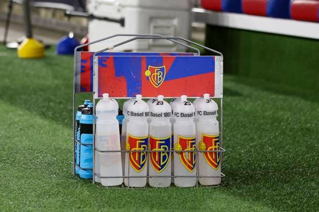 Drinking bottles FC Basel , Switzerland, Football, Super League, Matchday 11, 2025 2026, FC Basel 1893 vs FC Zurich, 29 10 2025, Sankt Jakob Park, Basel, Switzerland Basel Sankt Jakob Park Canton Basel City Switzerland Copyright: xGrantxHubbsx