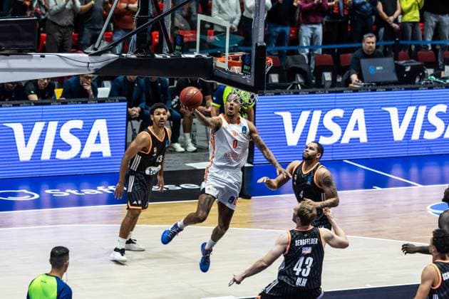 GER, BKT EuroCup, Season 2025 2026, Niners Chemnitz Ratiopharm Ulm 29 10 2025, Fair, Chemnitz, GER, BKT EuroCup, Season 2025 2026, Niners Chemnitz Ratiopharm Ulm Kevin Yebo Niners Chemnitz, 0 Photo Alexander Trienitz Chemnitz Fair Saxony Germany