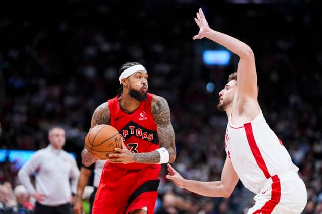 October 29, 2025, Toronto, On, Canada: Toronto Raptors forward Brandon Ingram (3) battles against Houston Rockets center Alperen Sengun (28) during the second half of preseason NBA, Basketball Herren, USA basketball action in Toronto, Wednesday, Oct. 29, 2025. Brandon Ingram, Alperen Sengun - ZUMAc35_ 20251029_zaf_c35_164 Copyright: xThomasxSkrljx