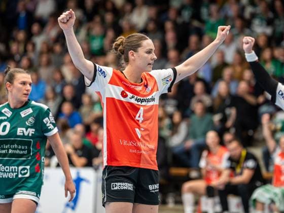 Andrea Jacobsen HSG Blomberg Lippe, 04 jubelt, Frisch Auf Goeppingen vs HSG Blomberg Lippe, Handball, 1 Bundesliga, Season 2025 2026, 01 11 2025 Frisch Auf Goeppingen vs HSG Blomberg Lippe, Handball, 1 Bundesliga, Season 2025 2026, 01 11 2025 Goeppingen Copyright: xMichaelxSchmidt Eibner-Pressefotx EP_MST