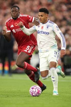Ibrahima Konatà of Liverpool and Ollie Watkins of Aston Villa Liverpool v Aston Villa, Premier League, Football, Anfield, Liverpool, UK - 01 Nov 2025Liverpool Anfield United Kingdom EDITORIAL USE ONLY No use with unauthorised audio, video, data, fixture lists, club league logos or live services. Online in-match use limited to 120 images, no video emulation. No use in betting, games or single club league player publications. Copyright: xRyanxBrowne Shutterstockx 15641376bz
