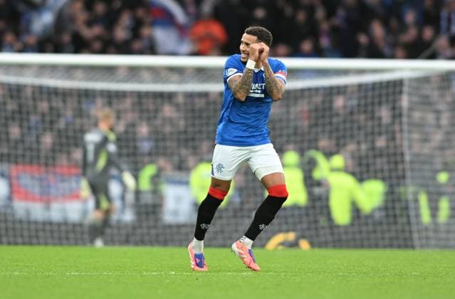 Glasgow, Scotland, 2nd November 2025. Rangers win a penalty after Anthony Ralston of Celtic handles the ball which Rangers captain James Tavernier scored during the Rangers vs Celtic, Premier Sports Cup Semi-Final, Hampden Park, Glasgow. Picture credit should read: Neil Hanna Sportimage EDITORIAL USE ONLY. No use with unauthorised audio, video, data, fixture lists, club league logos or live services. Online in-match use limited to 120 images, no video emulation. No use in betting, games or single club league player publications. SPI_060_NH_Rangers_Celtic. SPI-4258-0062