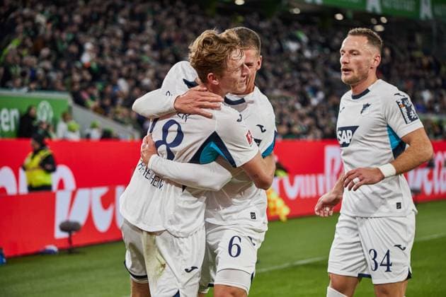 Wouter Burger TSG 1899 Hoffenheim 18 Grischa Proemel TSG 1899 Hoffenheim 6 Goal celebration VfL Wolfsburg vs TSG 1899 Hoffenheim, Football, 1 Bundesliga, Matchday 9, Season 2025 2026, 02 11 2025 VfL Wolfsburg vs TSG 1899 Hoffenheim, Football, 1 Bundesliga, Matchday 9, Season 2025 2026, 02 11 2025 Wolfsburg Copyright: xEibner-Pressefoto Jan-FredericxHx EP_JHG