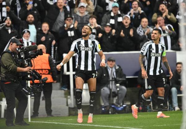 Joelinton of Newcastle United celebrates scoring their second goal Newcastle United v Athletic Bilbao, UEFA Champions League, Group Stage, Football, St James Park, Newcastle, UK - 05 Nov 2025Newcastle St James Park United Kingdom EDITORIAL USE ONLY No use with unauthorised audio, video, data, fixture lists, club league logos or live services. Online in-match use limited to 120 images, no video emulation. No use in betting, games or single club league player publications. Copyright: xRichardxLee Shutterstockx 15642192aw