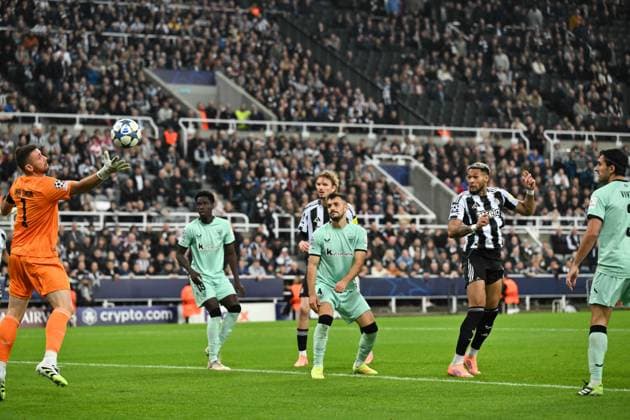 Joelinton of Newcastle United scores their second goal Newcastle United v Athletic Bilbao, UEFA Champions League, Group Stage, Football, St James Park, Newcastle, UK - 05 Nov 2025Newcastle St James Park United Kingdom EDITORIAL USE ONLY No use with unauthorised audio, video, data, fixture lists, club league logos or live services. Online in-match use limited to 120 images, no video emulation. No use in betting, games or single club league player publications. Copyright: xRichardxLee Shutterstockx 15642192bw