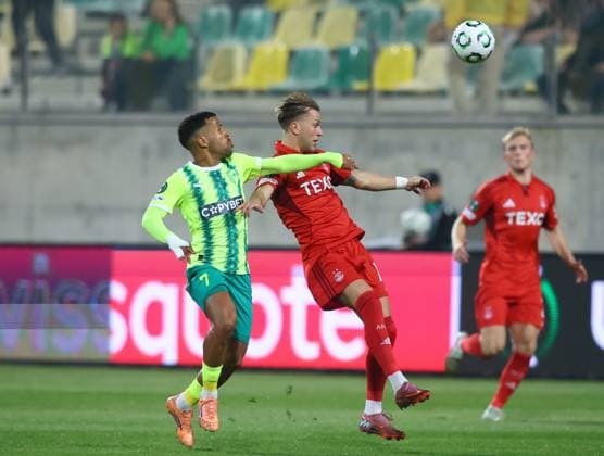 Gustavo Ledes of AEK Larnaca (left) in action against Mats Knoester of Aberdeen AEK Larnaca v Aberdeen, UEFA Conference League, Group Stage, Football, AEK Arena, Larnaca, Cyprus - 06 Nov 2025Larnaca AEK Arena Cyprus EDITORIAL USE ONLY No use with unauthorised audio, video, data, fixture lists, club league logos or live services. Online in-match use limited to 120 images, no video emulation. No use in betting, games or single club league player publications. Copyright: xCharaxSavvides Shutterstockx 15642241an