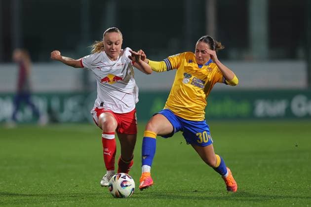 RB Leipzig Jena 1 Bundesliga Women Leipzig, Training Center at Cottaweg, 06 11 2025, Football, Women, Season 2025 2026, Women Bundesliga, 9 Matchday , RB Leipzig FC Carl Zeiss Jena , In the picture from l Lou Ann Joly 6, RB Leipzig and ,