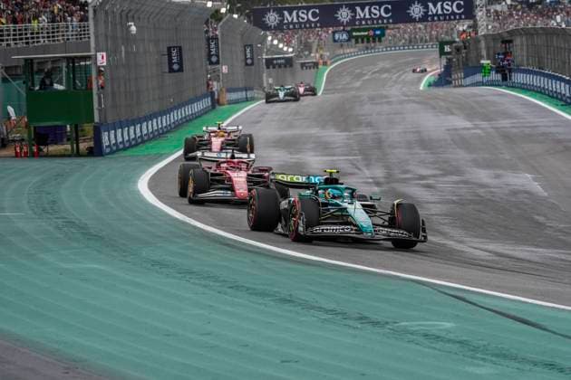 Formula 1 MSC Cruises Grande Prêmio de São Paulo 2025 Remy Midez OVERTAKE MAXPPP - São Paulo 08 11 2025 14 ALONSO Fernando (esp), Aston Martin Aramco Cognizant, action, 16 LECLERC Charles (mon), Scuderia Ferrari HP, action, 44 HAMILTON Lewis (gbr), Scuderia Ferrari HP, action at the Formula 1 MSC Cruises Grande Prêmio de São Paulo 2025, the 21st round of the 2025 FIA Formula 1 World Championship, WM, Weltmeisterschaft at the Autódromo José Carlos Pace in São Paulo, interlaces, Brazil, from 6 to 9 November 2025 São Paulo Brazil Copyright: xOVERTAKE MAXPPPxRemyxMidezx OVT202511085465 OVT202511085465