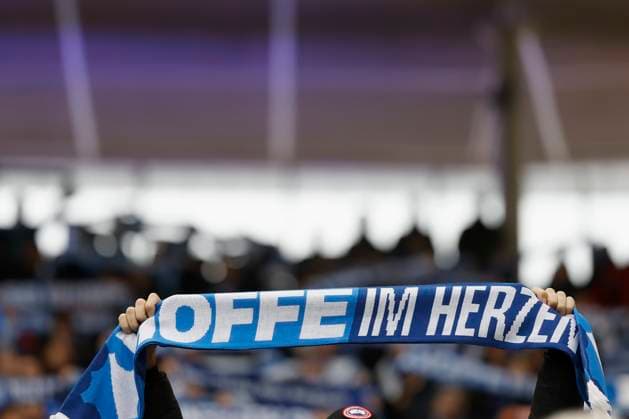 v l n r fan block, fans, fan curve, flags, banners, atmosphere, atmospheric, scarves, 08 11 2025, Football, Bundesliga, TSG Hoffenheim RB Leipzig, GER, Sinnsheim, PreZero Arena, DFL REGULATIONS PROHIBIT ANY USE OF PHOTOGRAPHS AS IMAGE SEQUENCES AND OR QUASI VIDEO Copyright: HMBxMedia xHeikoxBecker
