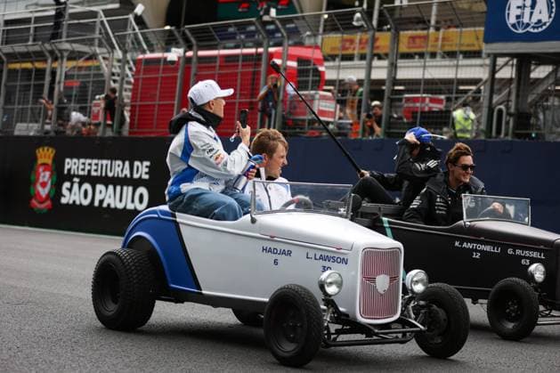 F1 - SAO PAULO GRAND PRIX 2025 drivers parade 30 LAWSON Liam (nzl), Visa Cash App RB F1 Team VCARB02, 06 HADJAR Isack (fra), Visa Cash App RB F1 Team VCARB02, action during the 2025 Formula 1 Grande Premio de Sao Paulo, 2025 Sao Paulo Grand Prix, 21th round of the 2025 FIA Formula One World Championship, WM, Weltmeisterschaft from November 7 to 9, 2025 on the Interlagos, in Sao Paulo, Brazil - Sao PauloBrazil Copyright: xANTONINxVINCENTx