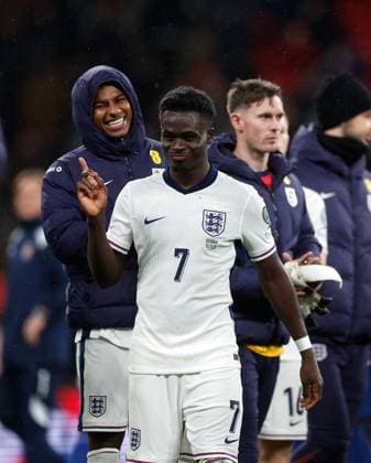 Bukayo Saka and Marcus Rashford of England England v Serbia, Football, FIFA World Cup, WM, Weltmeisterschaft, Fussball Qualifying, Grop K, Wembley Stadium, Wembley, London, UK - 13 11 2025 Editorial use only Copyright: xMattxImpey Shutterstockx 15785879ap