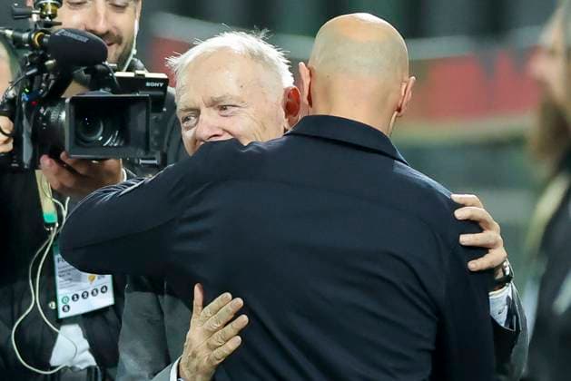 Former co-coach Hermann Gerland Germany and national coach Antonio Di Salvo Germany hug each other, UEFA Under21 Championship Group F MD 6, Germany U21 v Malta U21, Sportpark Ronhof Thomas Sommer, November 14, 2025 in Furth, Germany Photo by Marco Steinbrenner DeFodi Images Former co-coach Hermann Gerland Germany and national coach Antonio Di Salvo Germany hug each other, UEFA Under21 Championship Group F MD 6, Germany U21 v Malta U21, Sportpark Ronhof Thomas Sommer, November 14, 2025 in Furth, Germany Photo by Marco Steinbrenner DeFodi Images DFB DFL REGULATIONS PROHIBIT ANY USE OF PHOTOGRAPHS AS IMAGE SEQUENCES AND OR QUASI VIDEO