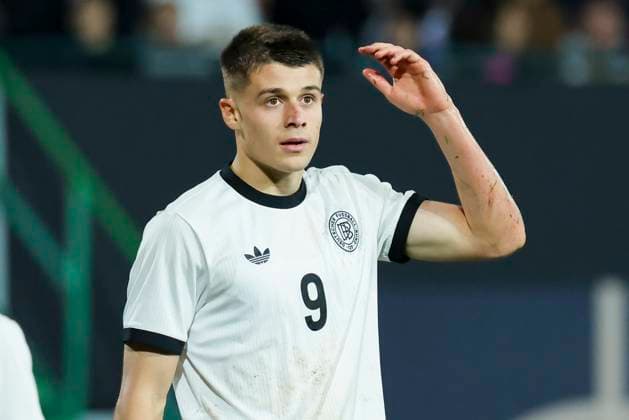 Nicolo Tresoldi Germany looks disappointed, UEFA Under21 Championship Group F MD 6, Germany U21 v Malta U21, Sportpark Ronhof Thomas Sommer, November 14, 2025 in Furth, Germany Photo by Marco Steinbrenner DeFodi Images Nicolo Tresoldi Germany looks dejected, UEFA Under21 Championship Group F MD 6, Germany U21 v Malta U21, Sportpark Ronhof Thomas Sommer, November 14, 2025 in Furth, Germany Photo by Marco Steinbrenner DeFodi Images DFB DFL REGULATIONS PROHIBIT ANY USE OF PHOTOGRAPHS AS IMAGE SEQUENCES AND OR QUASI VIDEO
