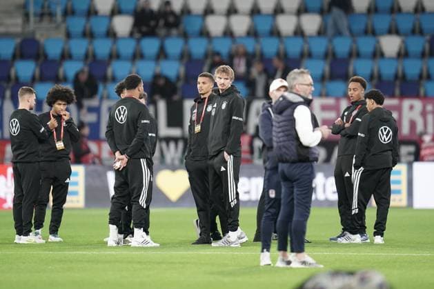 Soccer World Cup Qualification 2025 2026 14 11 2025, Soccer international match, international match, World Cup Qualification, 2025 2026, Group A, Luxembourg, Stade de Luxembourg, Kockelscheuer, Luxembourg LUX Germany, Germany GER vl the German team before the match with Nick Woltemade Germany DEU, DFB, 11 Joshua Kimmich, KarimAdeyemi