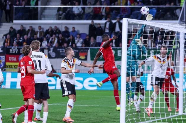 Oliver Baumann 1 Germany deflects a corner over the goal, Luxembourg vs Germany, Football, Men, World Cup Qualification, Country match, Group stage, Group A, Stade de Luxembourg, UEFA,14 11 2025c Luxembourg City Luxembourg Copyright: xkolbert-press MartinxAgüerax