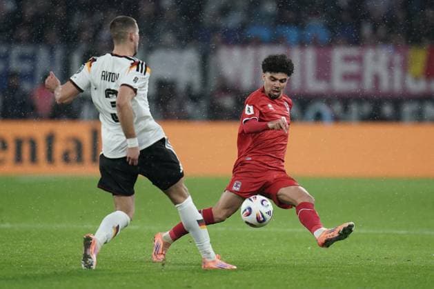 Soccer World Cup Qualification 2025 2026 14 11 2025, Soccer international match, international match, World Cup Qualification, 2025 2026, Group A, Luxembourg, Stade de Luxembourg, Kockelscheuer, Luxembourg LUX Germany, Germany GER vl Waldemar Anton Germany DEU, DFB, 3 Aiman Dardari Luxembourg, Luxembourg, FLF 7