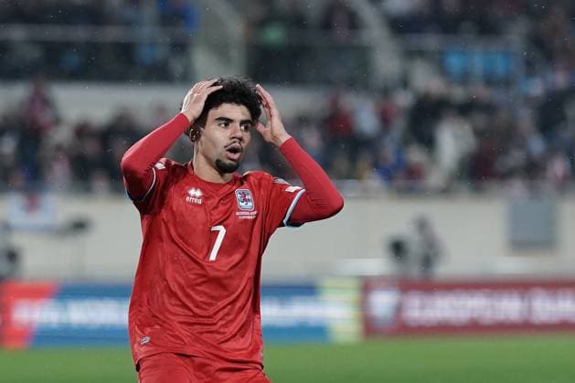 Soccer World Cup Qualification 2025 2026 14 11 2025, Soccer international match, international match, World Cup Qualification, 2025 2026, Group A, Luxembourg, Stade de Luxembourg, Kockelscheuer, Luxembourg LUX Germany, Germany GER vl Aiman Dardari Luxembourg, Luxembourg, FLF 7 is disappointed, is frustrated, frustrated, shows emotions, is frustrated, shows emotions