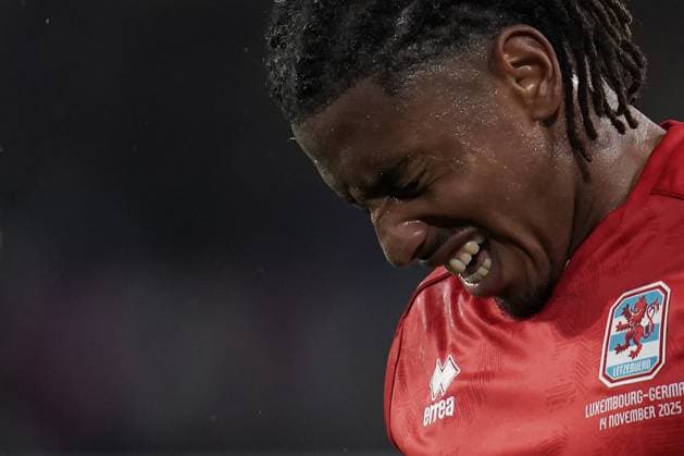 Soccer World Cup Qualification 2025 2026 14 11 2025, Soccer international match, international match, World Cup Qualification, 2025 2026, Group A, Luxembourg, Stade de Luxembourg, Kockelscheuer, Luxembourg LUX Germany, Germany GER vl Leandro Barreiro Luxembourg, Luxembourg, FLF 16 pain
