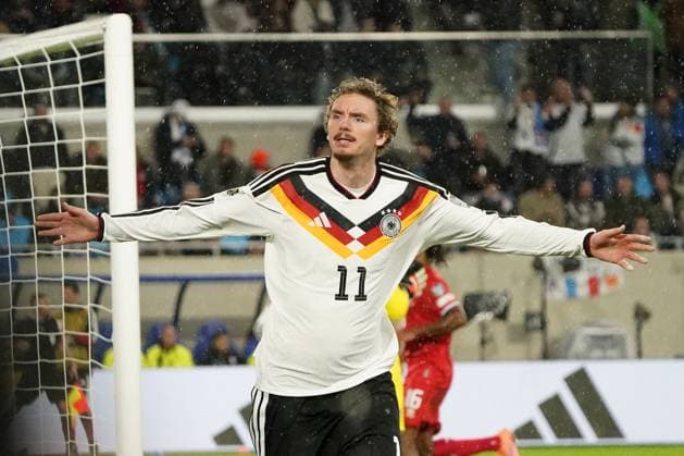 DFB Maenner Nationalmannschaft, Men National Team,, WM 2026 Qualifiers, World Cup 2026 Qualifiers, luxembourg vs Germany, stade de Luxembourg Nick Woltemade Germany, Torjubelt, action, single image,
