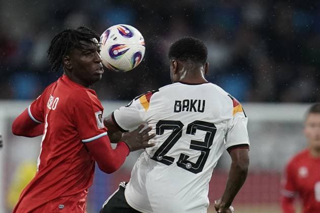 Soccer World Cup Qualification 2025 2026 14 11 2025, Soccer international match, international match, World Cup Qualification, 2025 2026, Group A, Luxembourg, Stade de Luxembourg, Kockelscheuer, Luxembourg LUX Germany, Germany GER vl Adulai Djabi Embalo Luxembourg, Luxembourg, FLF 3 Ridle Baku Germany DEU, DFB, 23