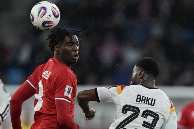 Soccer World Cup Qualification 2025 2026 14 11 2025, Soccer international match, international match, World Cup Qualification, 2025 2026, Group A, Luxembourg, Stade de Luxembourg, Kockelscheuer, Luxembourg LUX Germany, Germany GER vl Adulai Djabi Embalo Luxembourg, Luxembourg, FLF 3 Ridle Baku Germany DEU, DFB, 23