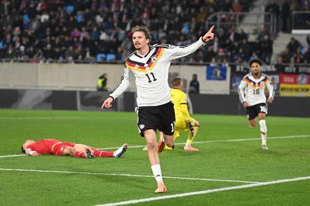 Nick WOLTEMADE GER cheers after his goal for 0 2, cheering, jubilation, enthusiasm, joy, emotion Luxembourg LUX Germany GER 0 2 Soccer international, World Cup Qualification Europe Group A, matchday 9, matchday9, on 14 1 2025, Stade de Luxembourg, Luxembourg, Â