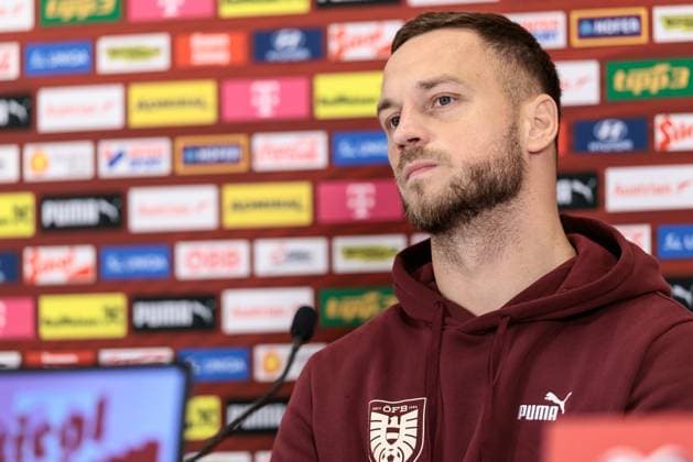 SOCCER - FIFA WC quali, AUT vs BIH VIENNA,AUSTRIA,17.NOV.25 - FIFA World Cup, WM, Weltmeisterschaft, Fussball 2026, European Qualifiers, group stage, OEFB international match, Länderspiel, Nationalmannschaft Austria vs Bosnia and Herzegovina, preview, press conference, PK, Pressekonferenz AUT. Image shows Marko Arnautovic (AUT). GEPAxpictures xArminxRauthner