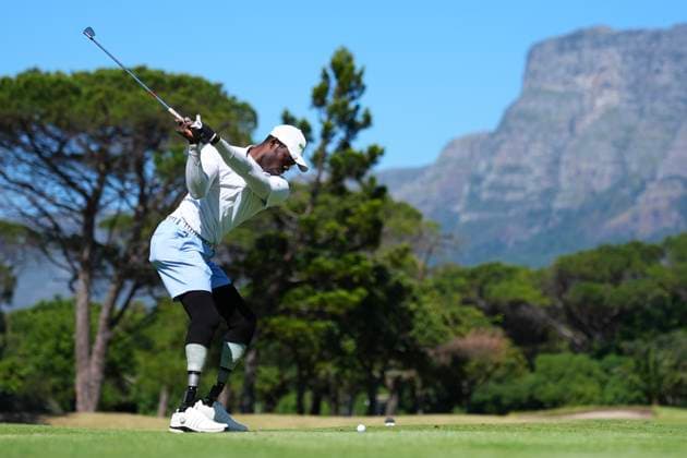 Cape Town Disabled Golf Open 2025 in Cape Town, South Africa Issa Nlareb A Amang from Cameroon in action during the Cape Town Disabled Golf Open 2025 in Cape Town, South Africa, on November 17, 2025. The Cape Town Disabled Golf Open celebrates inclusion, ability, and the remarkable talent of golfers with disabilities a true showcase of determination and community spirit. It is one of the top disabled golf tournaments in the world with an international field of competitors. People suffering from any number of physical disabilities including arm and leg amputees, hemiplegics, paraplegics, stroke victims, Les Autres, blind and deaf people that are able to grip the club with at least one hand and hit the ball can compete. Cape Town South Africa Copyright: xMatrixxImagesx xNicxBothmax