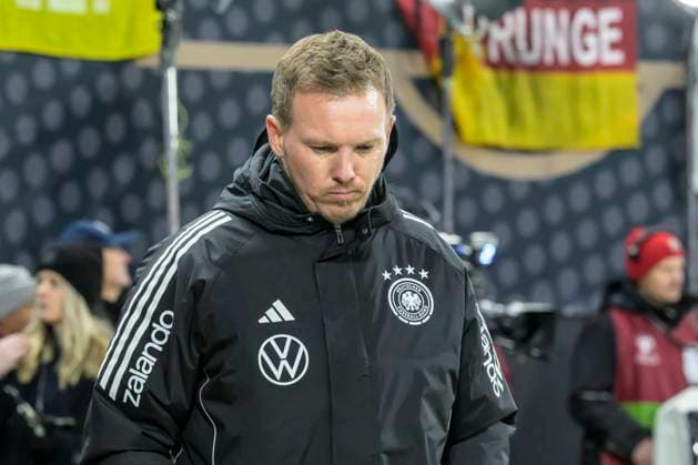 f l t r Julian Nagelsmann GER, Coach , after the interview, GER, Saxony, Leipzig, soccer, German national team final group match against Slovakia, DFB Team, Qualification for the 2026 World Cup, RB Arena, 17 11 2025, DFB DFL REGULATIONS PROHIBIT ANY USE OF PHOTOGRAPHS AS IMAGE SEQUENCES AND OR QUASI VIDEO, Copyright: HMBxMedia UwexKoch