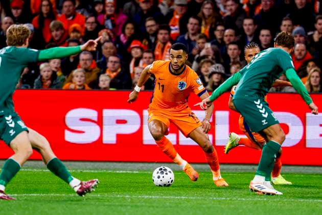 Cody Gakpo of the Netherlands dribbles with the ball Netherlands v Lithuania, FIFA World Cup, WM, Weltmeisterschaft, Fussball 2026 Qualifier, Netherlands v Lithuania, Johan Cruijff Arena, November 17, 2025, Amsterdam, Netherlands.