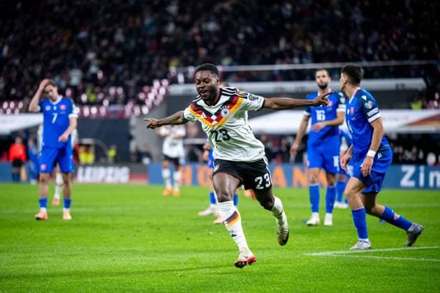 Ridle Baku Germany, 23 celebrates the goal for 5 0, GER, Germany vs Slovakia, Football, Men, World Cup Qualification Europe, Matchday 6, Season 2025 2026, 17 11 2025 GER, Germany vs Slovakia, Football, Men, World Cup Qualification Europe, Matchday 6, Season 2025 2026, 17 11 2025 Leipzig Copyright: xEibner-Pressefoto Memmlerx EP_MMR