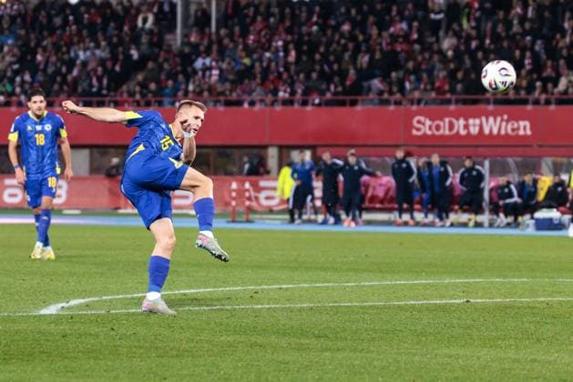 SOCCER - FIFA WC quali, AUT vs BIH VIENNA,AUSTRIA,18.NOV.25 - FIFA World Cup, WM, Weltmeisterschaft, Fussball 2026, European Qualifiers, group stage, OEFB international match, Länderspiel, Nationalmannschaft Austria vs Bosnia and Herzegovina. Image shows Amar Memic (BIH). GEPAxpictures xArminxRauthner