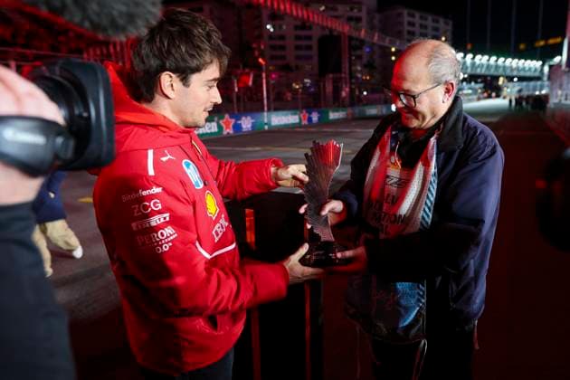 F1 - LAS VEGAS GRAND PRIX 2025 LECLERC Charles (mco), Scuderia Ferrari SF-25, portrait, Formula 1 Marshal Award during the 2025 Formula 1 Las Vegas Grand Prix, 22th round of the 2025 FIA Formula One World Championship, WM, Weltmeisterschaft from November 21 to 23, 2025 on the Las Vegas Strip Circuit, in Paradise, Nevada, United States of America - ParadiseUnited States Copyright: xJoaoxFilipex