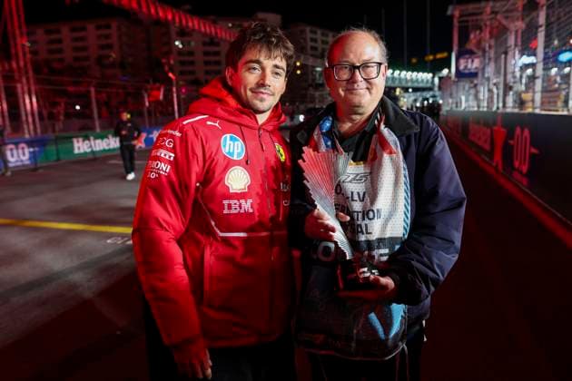 F1 - LAS VEGAS GRAND PRIX 2025 LECLERC Charles (mco), Scuderia Ferrari SF-25, portrait, Formula 1 Marshal Award during the 2025 Formula 1 Las Vegas Grand Prix, 22th round of the 2025 FIA Formula One World Championship, WM, Weltmeisterschaft from November 21 to 23, 2025 on the Las Vegas Strip Circuit, in Paradise, Nevada, United States of America - ParadiseUnited States Copyright: xJoaoxFilipex